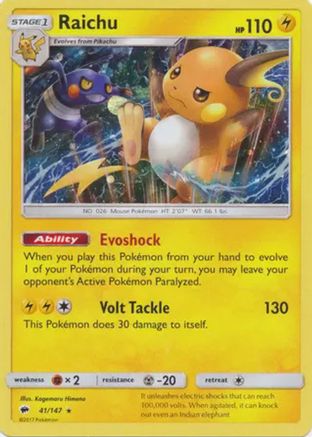Raichu - 41/147 (Cosmos Holo)/147 - Holofoil Blister Exclusives - Promo