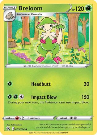Breloom 005 - Reverse Holofoil SWSH08 Fusion Strike - Uncommon