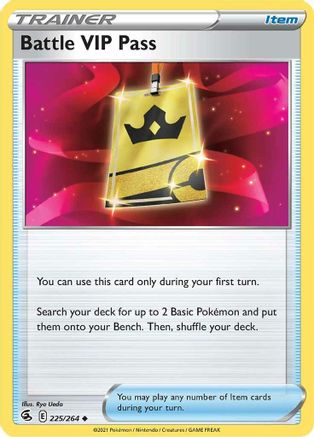 Battle VIP Pass 225 - Reverse Holofoil SWSH08 Fusion Strike - Uncommon