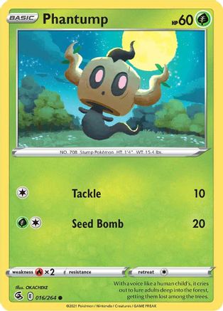 Phantump 016 - Reverse Holofoil SWSH08 Fusion Strike - Common