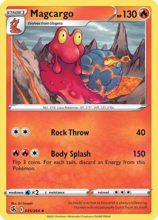 Magcargo 035 - Reverse Holofoil SWSH08 Fusion Strike - Uncommon
