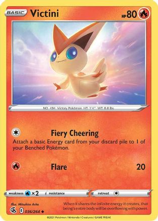 Victini 036 - Reverse Holofoil SWSH08 Fusion Strike - Uncommon
