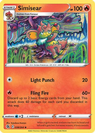 Simisear 038 SWSH08 Fusion Strike - Uncommon