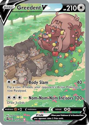 Greedent V (Alternate Full Art) 257 - Holofoil SWSH08 Fusion Strike - Ultra Rare