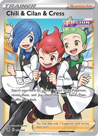 Chili & Cilan & Cress (Full Art) 258 - Holofoil SWSH08 Fusion Strike - Ultra Rare