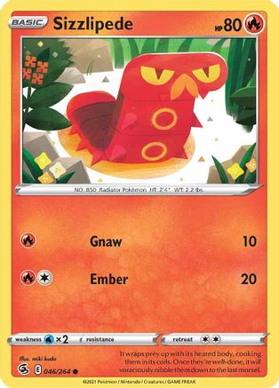 Sizzlipede (46) (46) 046 - Reverse Holofoil SWSH08 Fusion Strike - Common