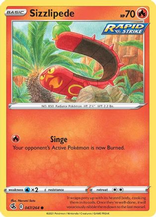 Sizzlipede (47) (47) 047 - Reverse Holofoil SWSH08 Fusion Strike - Common