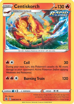 Centiskorch (48) (48) 048 - Reverse Holofoil SWSH08 Fusion Strike - Rare