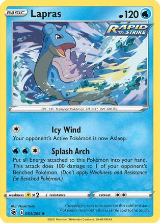 Lapras 054 - Reverse Holofoil SWSH08 Fusion Strike - Uncommon