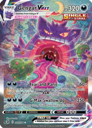 Gengar VMAX (Alternate Art Secret) 271 - Holofoil SWSH08 Fusion Strike - Secret Rare