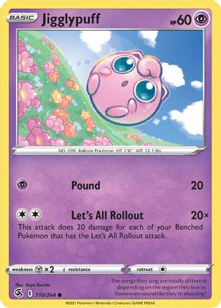 Jigglypuff 110 - Reverse Holofoil SWSH08 Fusion Strike - Common