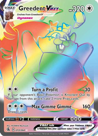 Greedent VMAX (Secret) 272 - Holofoil SWSH08 Fusion Strike - Secret Rare