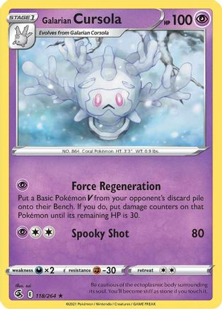 Galarian Cursola 118 - Reverse Holofoil SWSH08 Fusion Strike - Rare