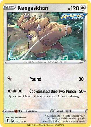Kangaskhan 204 - Reverse Holofoil SWSH08 Fusion Strike - Rare