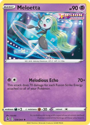 Meloetta 124 - Reverse Holofoil SWSH08 Fusion Strike - Rare