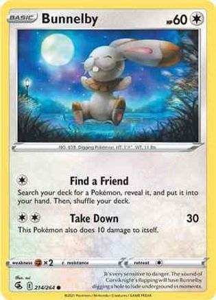 Bunnelby 214 - Reverse Holofoil SWSH08 Fusion Strike - Common