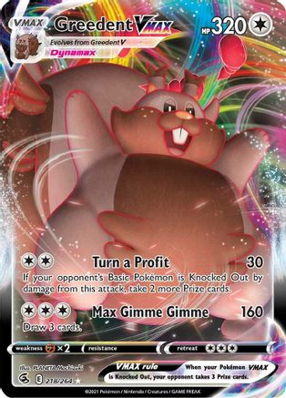 Greedent VMAX 218 - Holofoil SWSH08 Fusion Strike - Ultra Rare