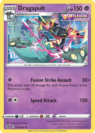 Dragapult 130 - Reverse Holofoil SWSH08 Fusion Strike - Holo Rare