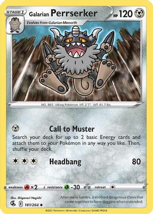 Galarian Perrserker 181 SWSH08 Fusion Strike - Uncommon