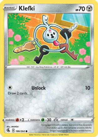 Klefki 186 - Reverse Holofoil SWSH08 Fusion Strike - Common