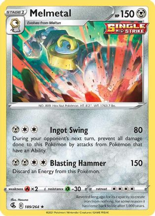 Melmetal 189 - Holofoil SWSH08 Fusion Strike - Holo Rare