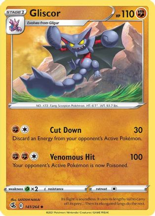 Gliscor 141 - Reverse Holofoil SWSH08 Fusion Strike - Uncommon