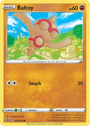 Baltoy 144 - Reverse Holofoil SWSH08 Fusion Strike - Common