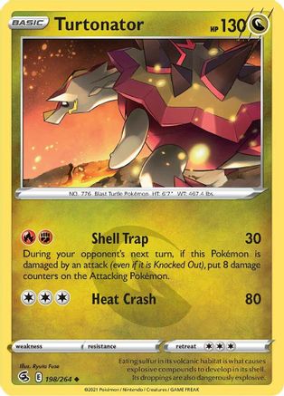 Turtonator 198 - Reverse Holofoil SWSH08 Fusion Strike - Uncommon