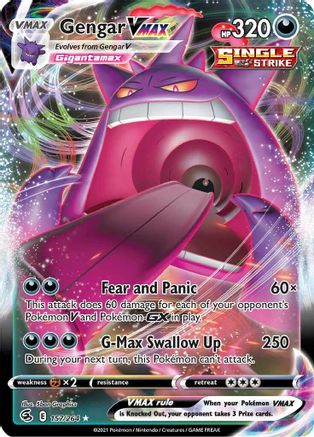 Gengar VMAX 157 - Holofoil SWSH08 Fusion Strike - Ultra Rare