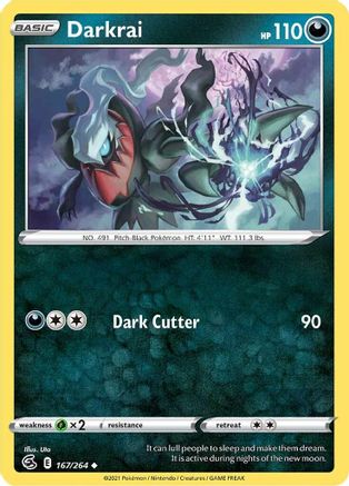 Darkrai 167 - Reverse Holofoil SWSH08 Fusion Strike - Uncommon