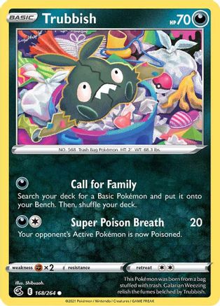 Trubbish 168 - Reverse Holofoil SWSH08 Fusion Strike - Common