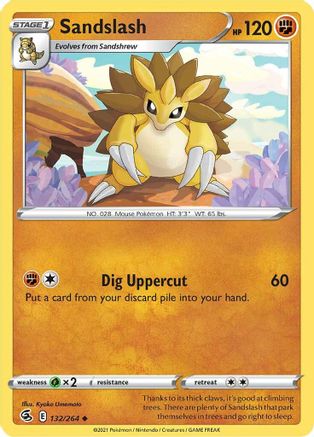 Sandslash 132 - Reverse Holofoil SWSH08 Fusion Strike - Uncommon