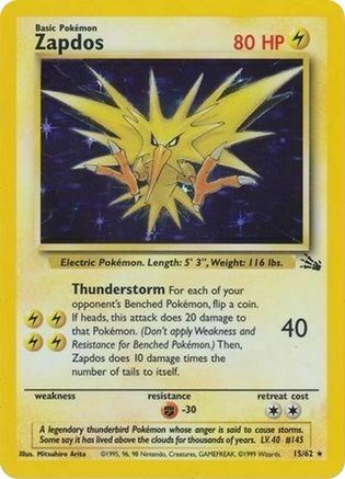 Zapdos (Cosmos Holo) 015/62 - Holofoil Miscellaneous Cards & Products - Promo