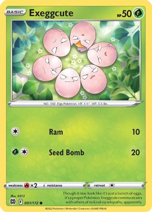 Exeggcute 001 - Reverse Holofoil SWSH09 Brilliant Stars - Common