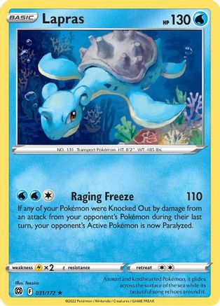 Lapras 031 - Reverse Holofoil SWSH09 Brilliant Stars - Rare