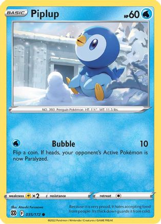 Piplup 035 - Reverse Holofoil SWSH09 Brilliant Stars - Common