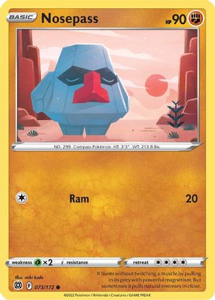 Nosepass 073 - Reverse Holofoil SWSH09 Brilliant Stars - Common