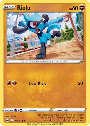 Riolu 078 - Reverse Holofoil SWSH09 Brilliant Stars - Common