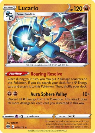 Lucario 079 - Reverse Holofoil SWSH09 Brilliant Stars - Holo Rare