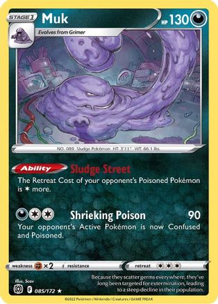 Muk 085 - Reverse Holofoil SWSH09 Brilliant Stars - Rare
