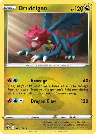 Druddigon 113 - Reverse Holofoil SWSH09 Brilliant Stars - Rare
