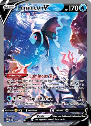 Lumineon V (Alternate Full Art) 156 - Holofoil SWSH09 Brilliant Stars - Ultra Rare