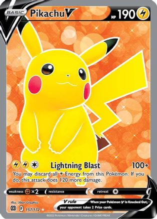Pikachu V (Full Art) 157 - Holofoil SWSH09 Brilliant Stars - Ultra Rare