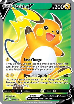 Raichu V (Full Art) 158 - Holofoil SWSH09 Brilliant Stars - Ultra Rare