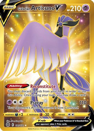 Galarian Articuno V (Secret) 181 - Holofoil SWSH09 Brilliant Stars - Secret Rare