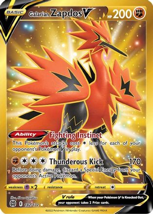 Galarian Zapdos V (Secret) 182 - Holofoil SWSH09 Brilliant Stars - Secret Rare