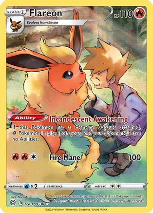 Flareon TG01 - Holofoil SWSH09 Brilliant Stars Trainer Gallery - Ultra Rare