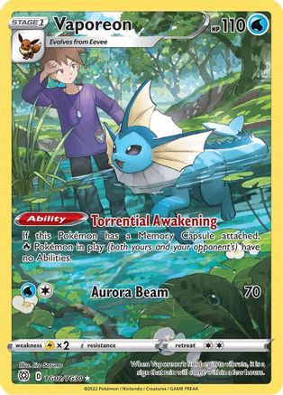 Vaporeon TG02 - Holofoil SWSH09 Brilliant Stars Trainer Gallery - Ultra Rare