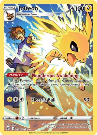 Jolteon TG04 - Holofoil SWSH09 Brilliant Stars Trainer Gallery - Ultra Rare