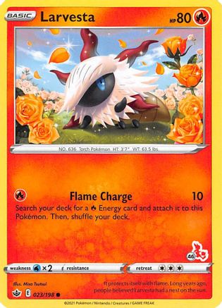 Larvesta - 023/198 (#46 Cinderace Stamped)/198 Battle Academy 2022 - Promo
